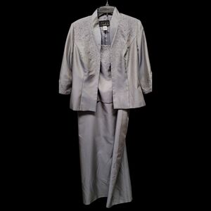 Alex Evenings Silver Maxi Dress Set